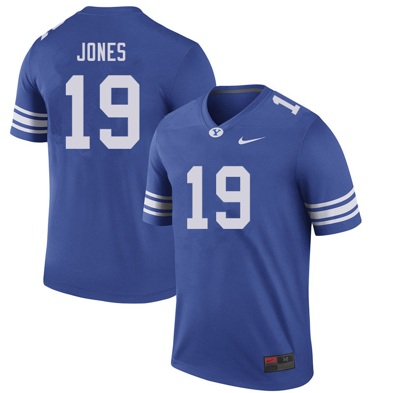 Men #19 Danny Jones BYU Cougars College Football Jerseys Sale-Royal - Click Image to Close